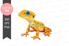 Vibrant orange lizard clipart png Product Image 1