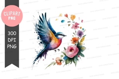 Vibrant bird with floral background Product Image 1