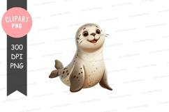 Happy seal pup clipart png Product Image 1