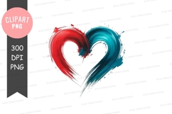 Dual color heart clipart png Product Image 1