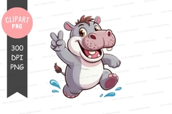 Happy hippo clipart png Product Image 1