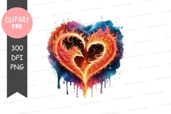 Fiery heart clipart png Product Image 1