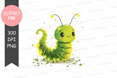 Cute green caterpillar clipart png Product Image 1