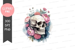 Skull with flowers clipart png Product Image 1