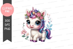 Adorable unicorn clipart png Product Image 1