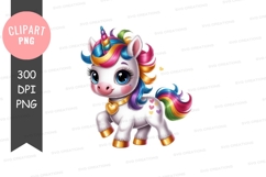 Colorful unicorn clipart png Product Image 1
