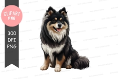 Happy black and white dog clipart png Product Image 1