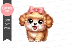 Cute puppy with pink bow clipart png Product Image 1