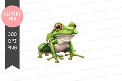 Cute green frog clipart png Product Image 1