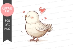 Cute bird with hearts clipart png Product Image 1