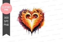 Fiery heart clipart png Product Image 1