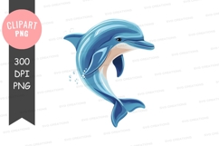 Leaping dolphin clipart png Product Image 1