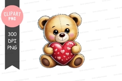 Cute teddy bear holding a heart Product Image 1
