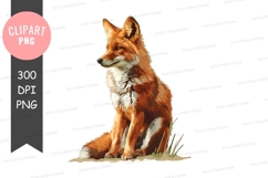 Red fox sitting clipart png Product Image 1