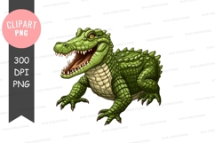 Green crocodile clipart png Product Image 1