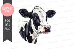 Black and white cow clipart png Product Image 1
