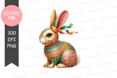 Colorful easter bunny clipart png Product Image 1