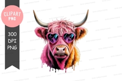 Cool cow with heart-shaped sunglasses Product Image 1