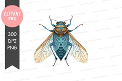 Blue and gold cicada clipart png Product Image 1