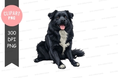 Happy black and white dog clipart png Product Image 1
