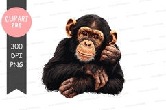 Thinking monkey clipart png Product Image 1