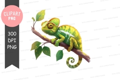 Chameleon on a branch clipart png Product Image 1