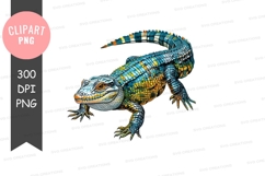 Colorful mosaic alligator clipart png Product Image 1