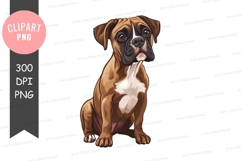 Playful boxer dog puppy clipart png Product Image 1