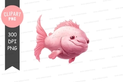 Pink cartoon fish clipart png Product Image 1