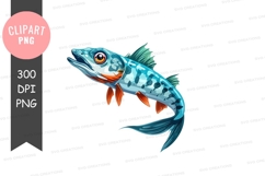 Illustrated fish clipart png Product Image 1