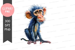 Playful blue monkey clipart png Product Image 1