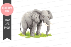 Young elephant in grassland Product Image 1