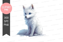 White fox puppy clipart png Product Image 1