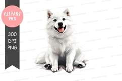 Happy white dog clipart png Product Image 1