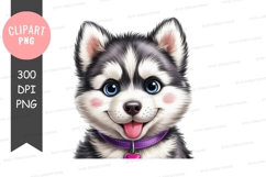 Happy husky puppy clipart png Product Image 1