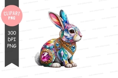 Colorful mosaic rabbit clipart png Product Image 1