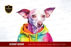 Colorful dog in hoodie clipart png Product Image 1