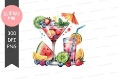 Vibrant summer cocktails clipart png Product Image 1