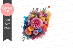 Vibrant flower bouquet clipart png Product Image 1