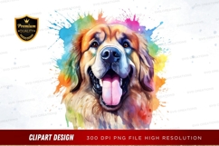 Happy dog with colorful background clipart png Product Image 1