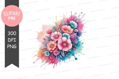 Colorful floral bouquet clipart png Product Image 1