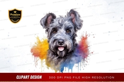 Happy grey dog with colorful splash Product Image 1