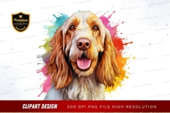 Happy dog with colorful background clipart png Product Image 1