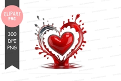 Heart shaped liquid splash clipart png Product Image 1
