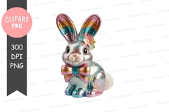 Colorful bunny with bow tie clipart png Product Image 1