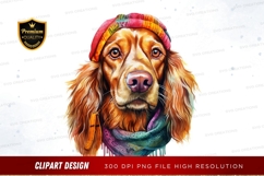 Stylish dog with scarf and hat Product Image 1