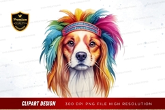 Dog with colorful feather headband Product Image 1