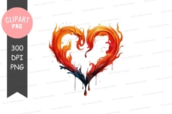 Fiery heart clipart png Product Image 1