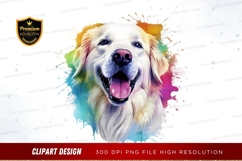 Happy golden retriever with colorful splash Product Image 1