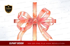 Elegant pink ribbon bow clipart png Product Image 1